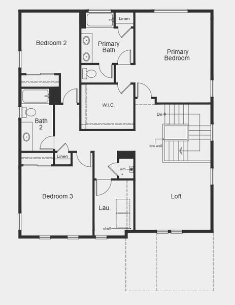 2D floor plan layout for the Plan 2284 Modeled by KB Home in Murphy Creek Classic, Aurora, CO (Image 10).