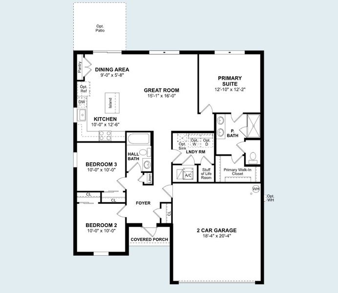 2D floor plan layout for the Azalea II by K. Hovnanian® Homes in Aspire at Port St. Lucie, Port St. Lucie, FL (Image 5).