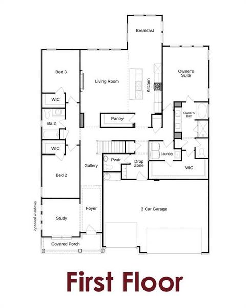 2D floor plan layout of this home in Ponderosa Farms Reserve, Gainesville, GA (Image 6).