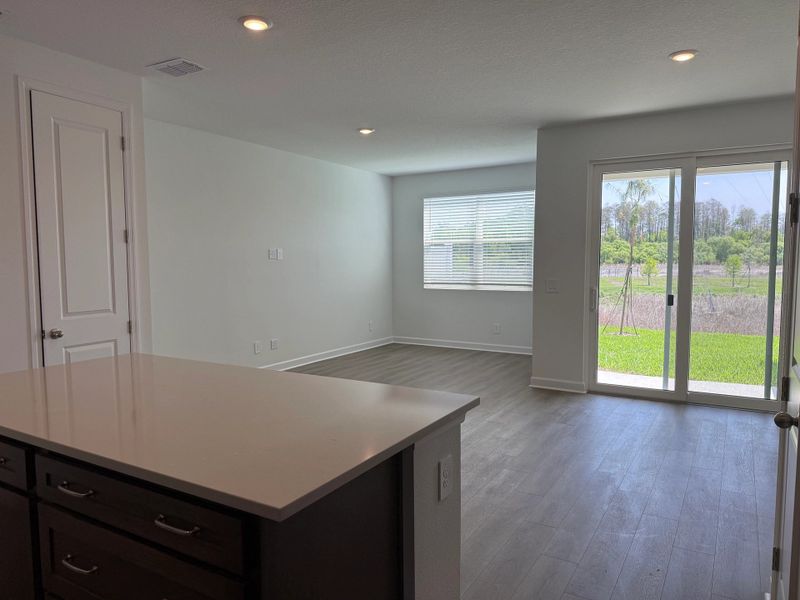 Kitchen opens up into the dining space and family room - under construction