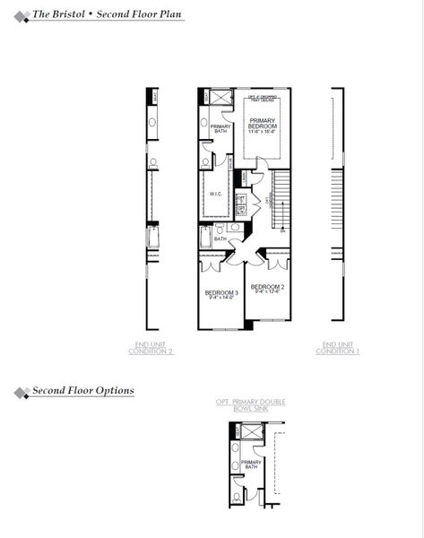 2D floor plan layout for the Bristol by Eastwood Homes in CraigStone, Woodruff, SC (Image 4).