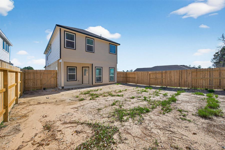 Exterior details and patio area of a home in Enclave at Willis, Willis (Image 28).