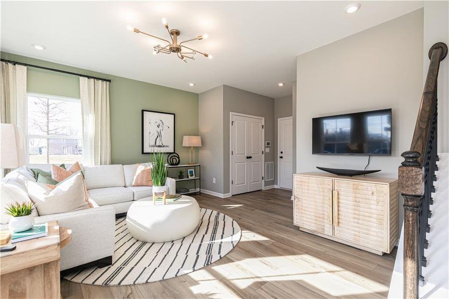 Furnished interior view inside a new home in The Beacon at Old Peachtree Townhomes, Lawrenceville (Image 29). Furnished interior view inside a new home in The Beacon at Old Peachtree Townhomes, Lawrenceville (Image 29).