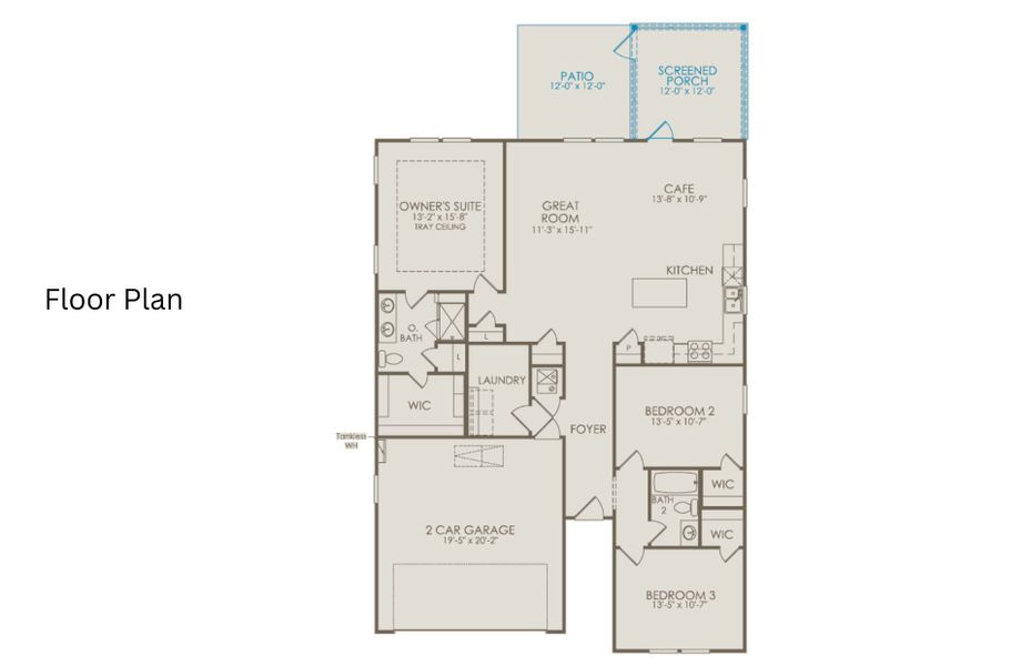 2D floor plan layout of this home in Exchange at 401, Raleigh, NC (Image 6).