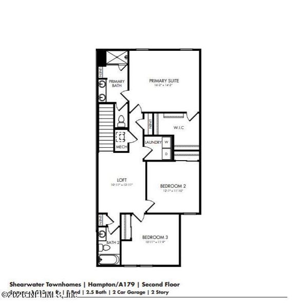 2D floor plan layout of this home in Parkside at Shearwater, St. Augustine, FL (Image 5).