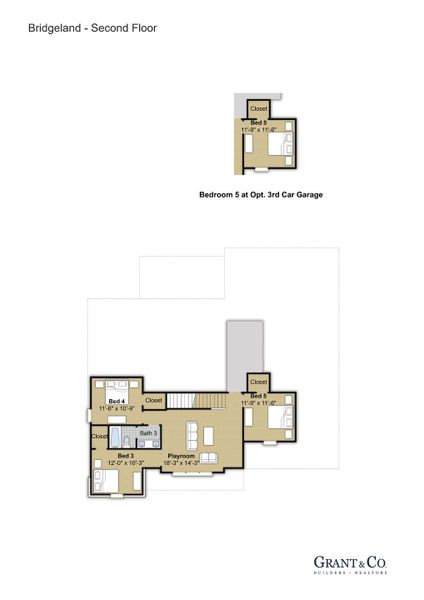 2D floor plan layout for the Bridgeland by Grant & Co in White Oak, Arlington, TN (Image 4).