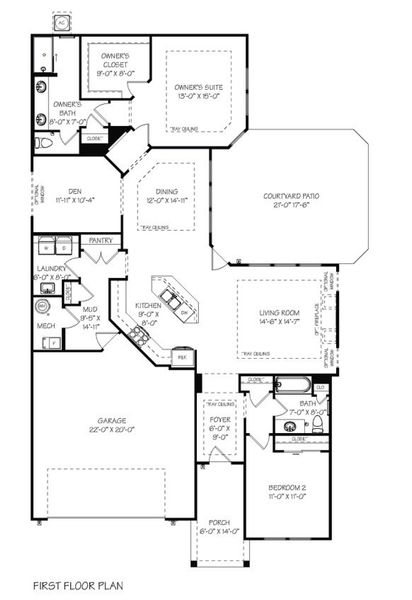 2D floor plan layout for the Portico by Epcon Communities in The Courtyards by The Manor, Alpharetta, GA (Image 3).