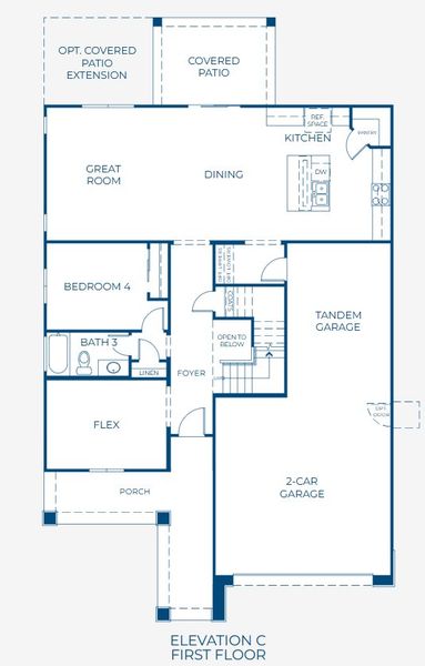 2D floor plan layout for the Plan 4004 by Risewell Homes in Teravalis, Buckeye, AZ (Image 4).
