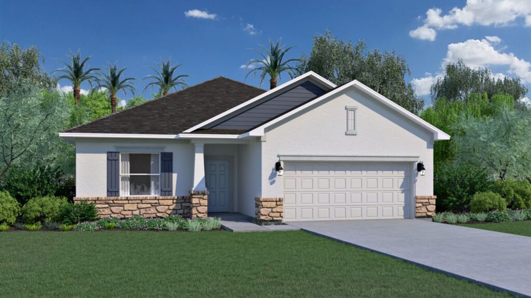 Representative exterior photo of a completed home built from the Dania by Holiday Builders in Huntington Park, Titusville, FL (Image 13).