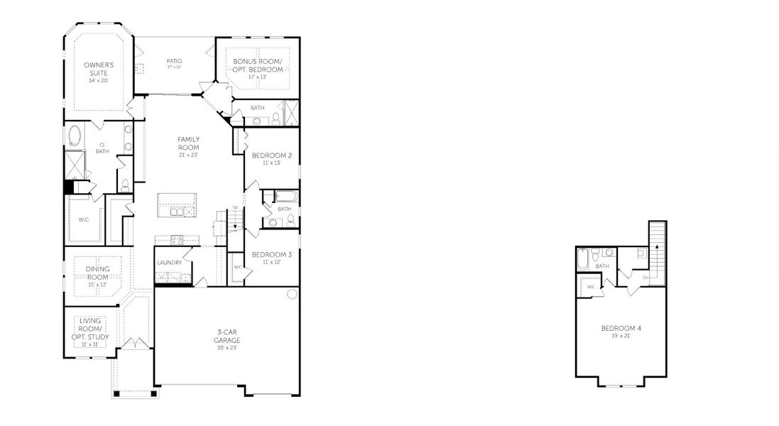 2D floor plan layout for the Boca II - 60' Homesites by Dream Finders Homes in Jennings Farm, Middleburg, FL (Image 3). 2D floor plan layout for the Boca II - 60' Homesites by Dream Finders Homes in Jennings Farm, Middleburg, FL (Image 3).