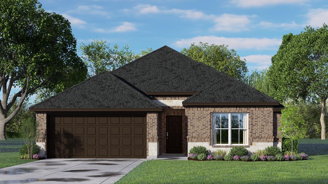 Elevation A with Stone | Concept 1660 at Pirate Village in Granbury, TX by Landsea Homes Elevation A with Stone | Concept 1660 at Pirate Village in Granbury, TX by Landsea Homes