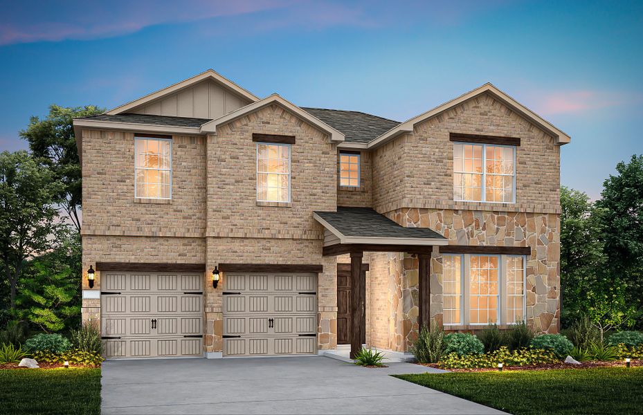 The Albany, a two-story home with 2-car garage, shown with Home Exterior 34