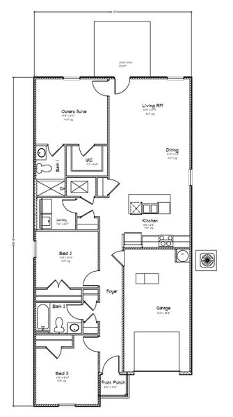 2D floor plan layout for the Delilah by D.R. Horton in Colonial East, Panama City Beach, FL (Image 3).