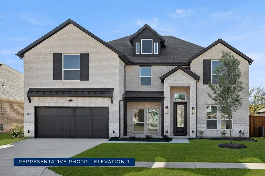 Representative exterior photo of a completed home built from the Hillcrest 2F (w/Media) by First Texas Homes in Cambridge Estates, Prosper, TX (Image 13).