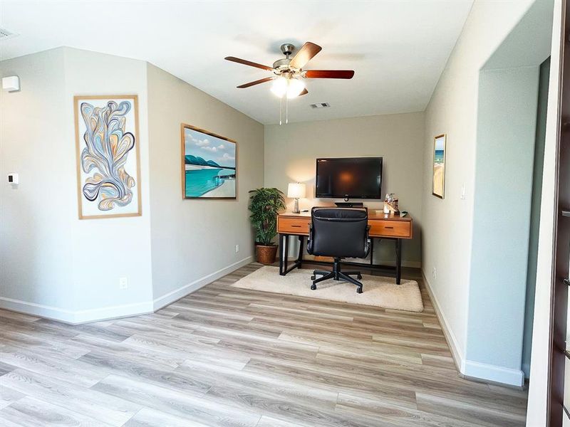 Step into a sanctuary of sleek sophistication with this luxurious bathroom, a symphony of modern design and comfort. Image depicts similar floor plan in another ROC Homes community.