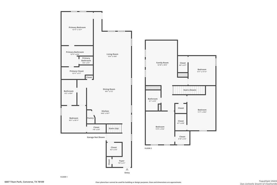 2D floor plan layout of this home in Hightop Ridge, Converse, TX (Image 3).
