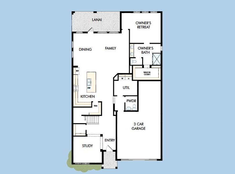 2D floor plan layout for the The Edie by David Weekley Homes in Lakeside at Satilla, St. Cloud, FL (Image 3). 2D floor plan layout for the The Edie by David Weekley Homes in Lakeside at Satilla, St. Cloud, FL (Image 3).