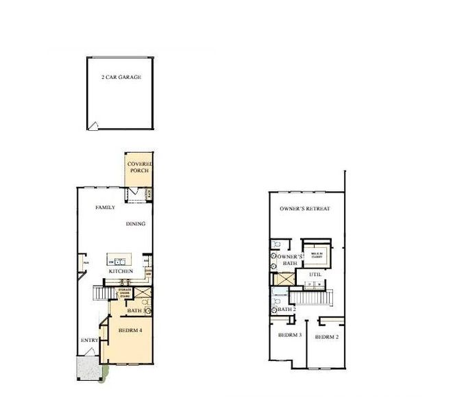 2D floor plan layout of this home in North Creek Village - Townhomes, Huntersville, NC (Image 5).