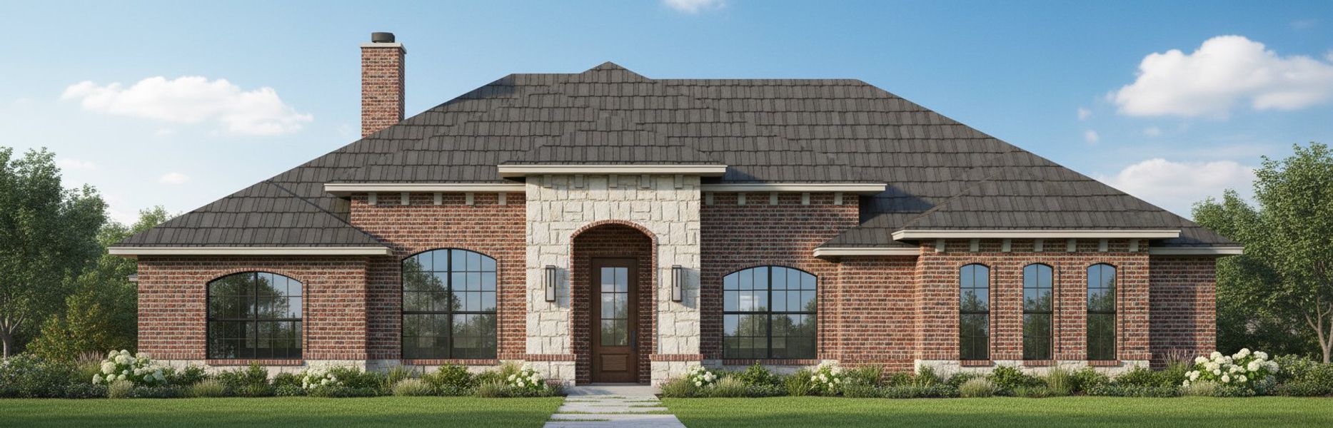 Representative exterior photo of a completed home built from the The Tyler by Kenmark Homes in Cartwright Ranch, Weatherford, TX (Image 2). Representative exterior photo of a completed home built from the The Tyler by Kenmark Homes in Cartwright Ranch, Weatherford, TX (Image 2).