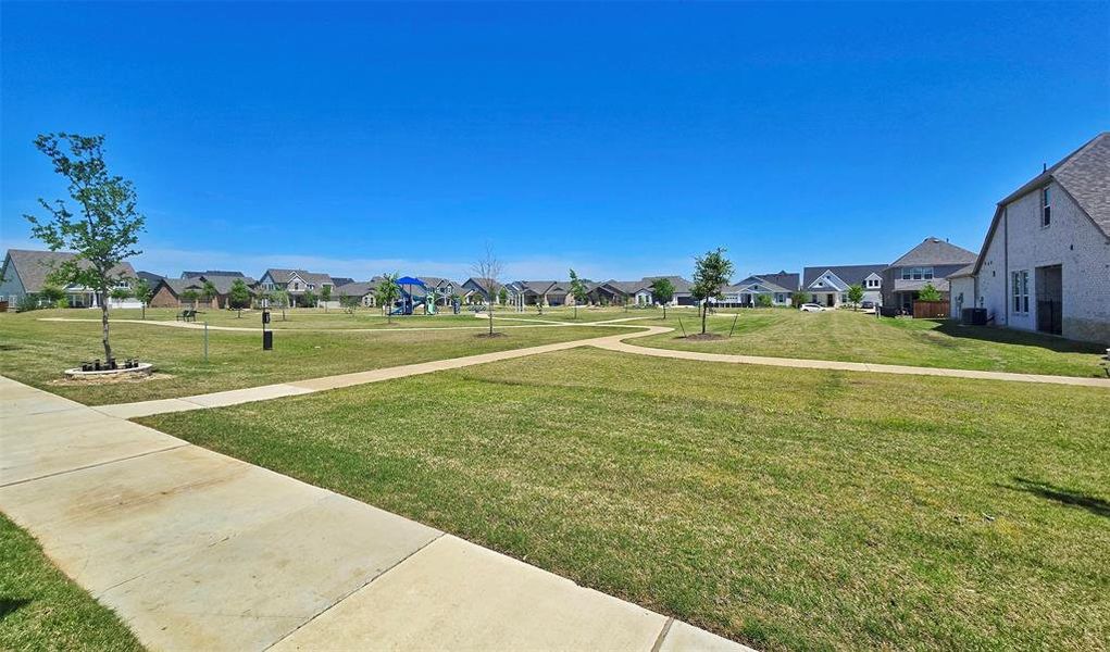 Surrounding community featuring a residential view and a lawn