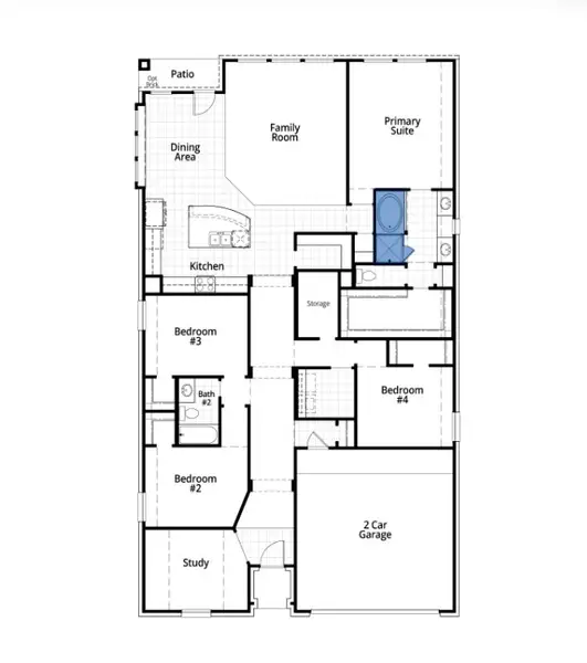 2D floor plan layout for the Davenport by Highland Homes in Landmark, Denton, TX (Image 3).