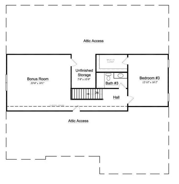 2D floor plan layout for the Harper by Niblock Homes in Red Hill, Concord, NC (Image 4).