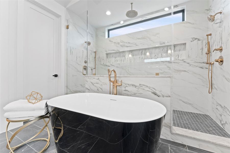 Elegant bath design with premium materials.