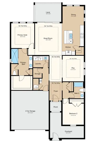 2D floor plan layout of this home in Esplanade at McKinnon Groves, Winter Garden, FL (Image 4).