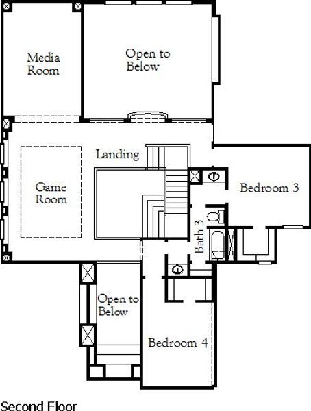 2D floor plan layout of this home in Parkside On The River, Georgetown, TX (Image 3).