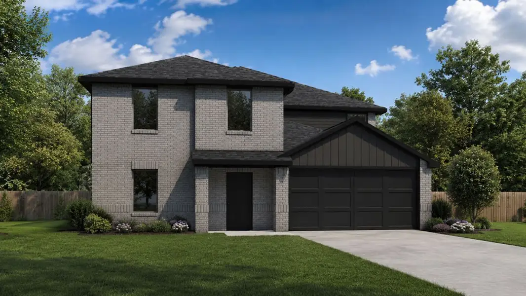 Front exterior of a new home in Sunterra, Katy, TX, highlighting curb appeal (Image 1). Front exterior of a new home in Sunterra, Katy, TX, highlighting curb appeal (Image 1).
