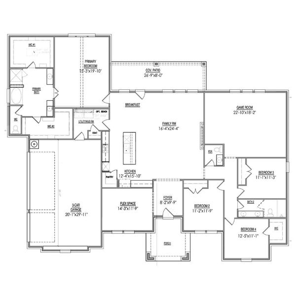 2D floor plan layout for the The Quartz by Lillian Custom Homes in The Arbors Midlothian, Midlothian, TX (Image 7).