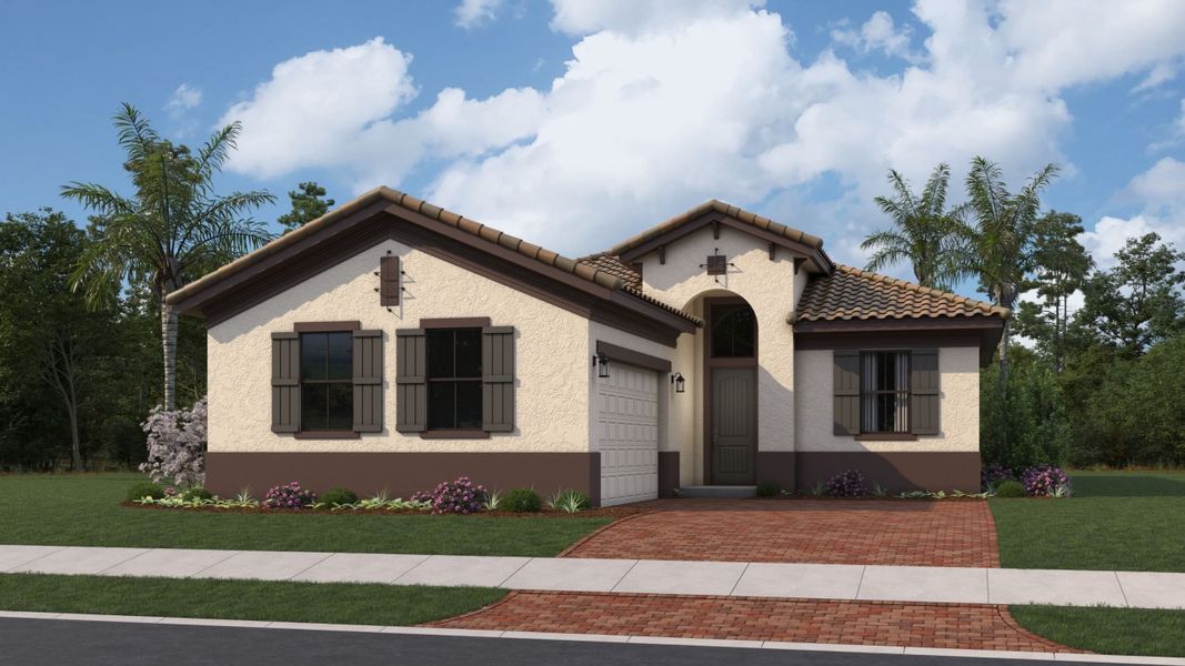 Representative exterior photo of a completed home built from the Leslie by Kolter Homes in Esprit at Avenir, Palm Beach Gardens, FL (Image 23). Representative exterior photo of a completed home built from the Leslie by Kolter Homes in Esprit at Avenir, Palm Beach Gardens, FL (Image 23).