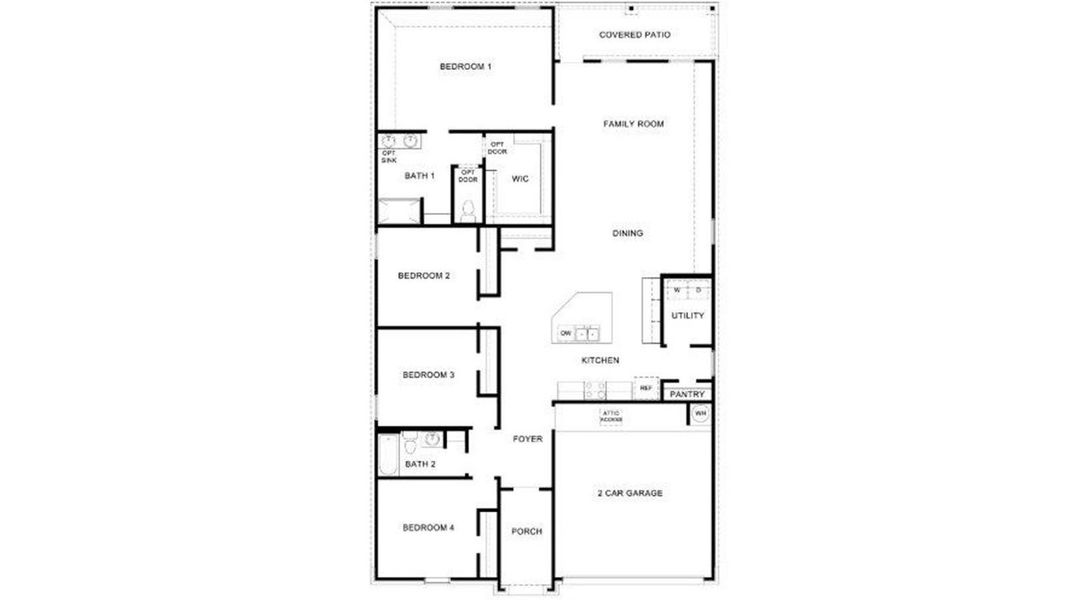 2D floor plan layout of this home in Allen Farms, Lubbock, TX (Image 5).