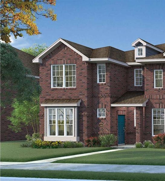 Front exterior of a new home in Heartland Townhomes, Heartland, TX, highlighting curb appeal (Image 1). Front exterior of a new home in Heartland Townhomes, Heartland, TX, highlighting curb appeal (Image 1).