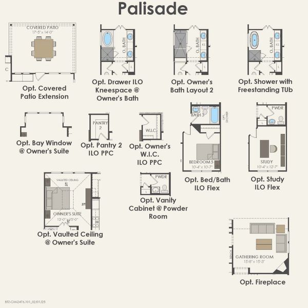 2D floor plan layout for the Palisade by Pulte Homes in Ribbonwood, Aubrey, TX (Image 5).