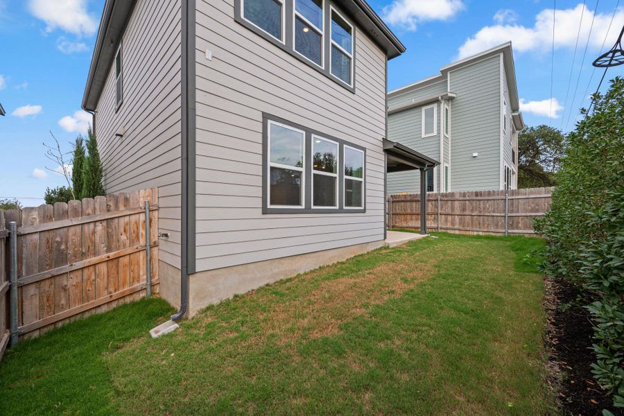 Exterior details and patio area of a home in Sarah's Creek, Pflugerville (Image 23). Exterior details and patio area of a home in Sarah's Creek, Pflugerville (Image 23).