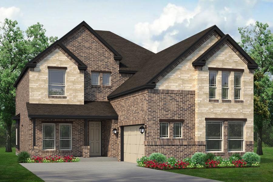 Representative exterior photo of a completed home built from the Chessel JS by Sandlin Homes in Timberbrook, Justin, TX (Image 21).