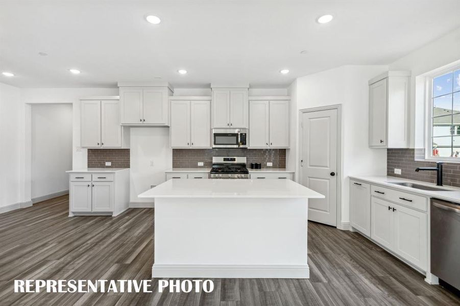 Your new dream kitchen offers tons of storage and prep space creating a kitchen that any chef would be proud to call their one!  REPRESENTATIVE PHOTO