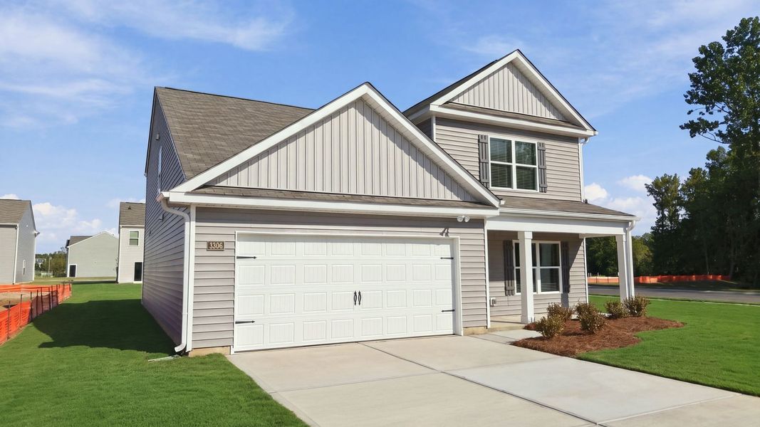 Front exterior of a new home in Bynum Farms, Farmville, NC, highlighting curb appeal (Image 19).