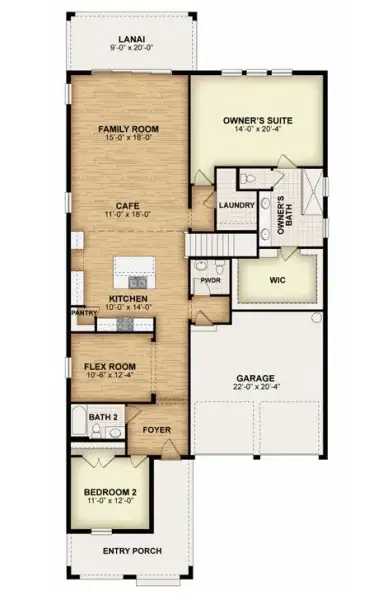 2D floor plan layout for the Frost by Rockwell Homes in Northlake at Ovation, Winter Garden, FL (Image 5).
