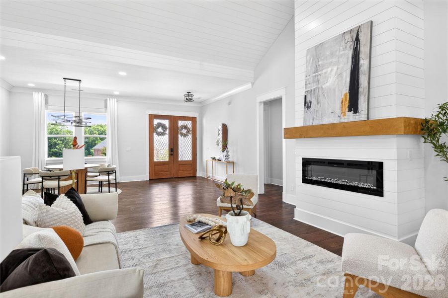 The fireplace being the center of the room makes the whole house feel a little more cozy and lived in