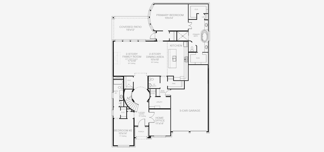 2D floor plan layout for the 3797W by Perry Homes in Landmark, Denton, TX (Image 4).