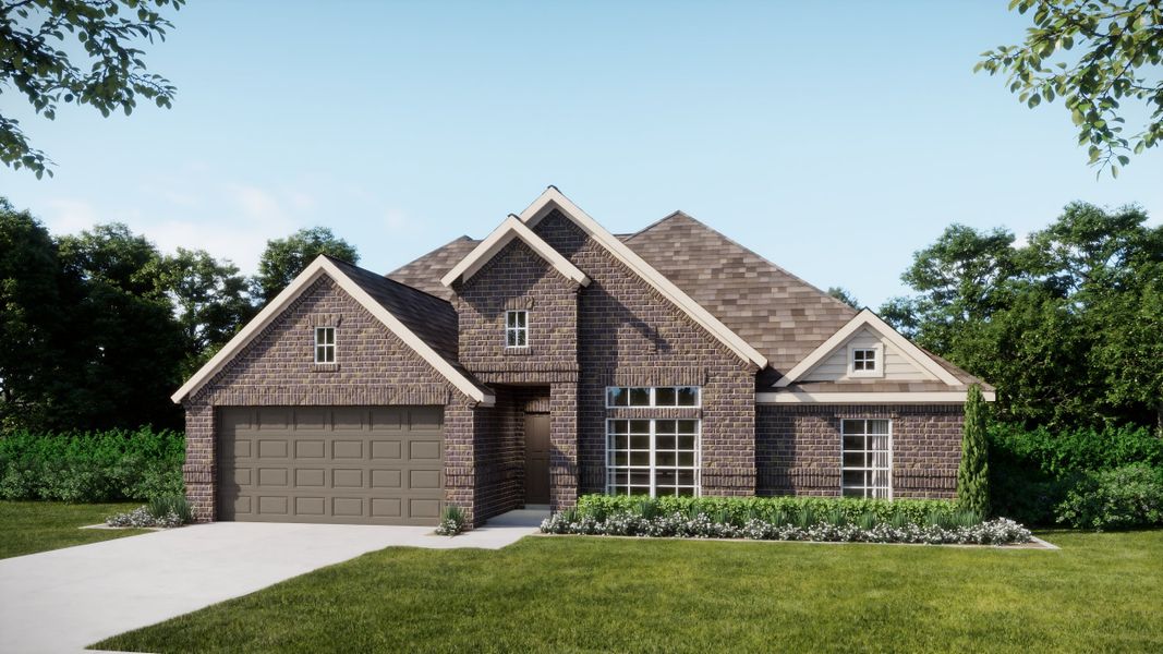 Representative exterior photo of a completed home built from the Concept 2393 by Landsea Homes in Lovers Landing, Forney, TX (Image 8). Representative exterior photo of a completed home built from the Concept 2393 by Landsea Homes in Lovers Landing, Forney, TX (Image 8).