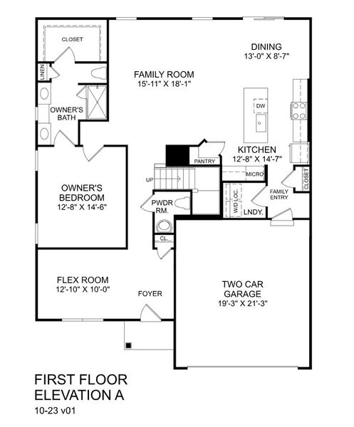 2D floor plan layout for the Anderson by Ryan Homes in Albemarle, Hertford, NC (Image 2).