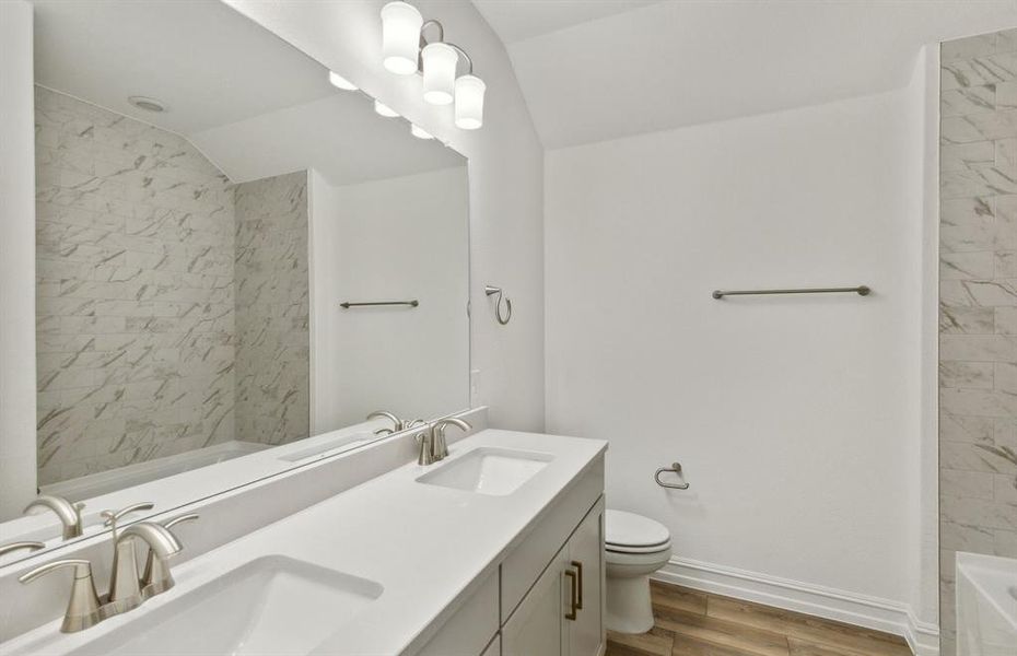 Upgraded secondary bathroom*real home pictured