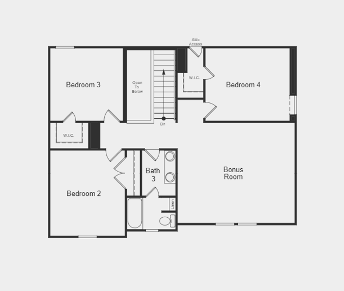 2D floor plan layout for the Trinity by Taylor Morrison in Emory Crossing 50s, Hutto, TX (Image 3).