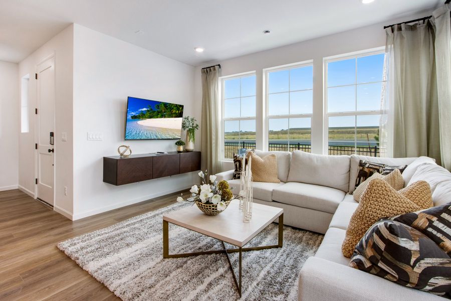 Furnished interior view inside a new home in Candelas Townhomes, Arvada (Image 8). Furnished interior view inside a new home in Candelas Townhomes, Arvada (Image 8).