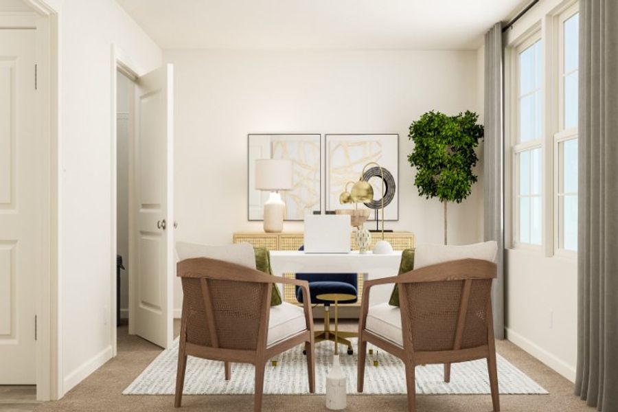 A dining room with a table and chairs.