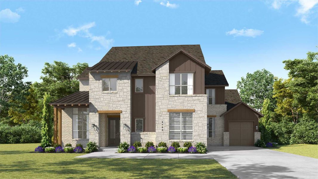 Representative exterior photo of a completed home built from the Lucca by Huntington Homes in Kresston 70s, Montgomery, TX (Image 20).