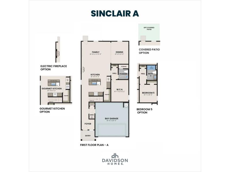 2D floor plan layout for the The Sinclair B by Davidson Homes LLC in Greene Farm, Cartersville, GA (Image 3). 2D floor plan layout for the The Sinclair B by Davidson Homes LLC in Greene Farm, Cartersville, GA (Image 3).